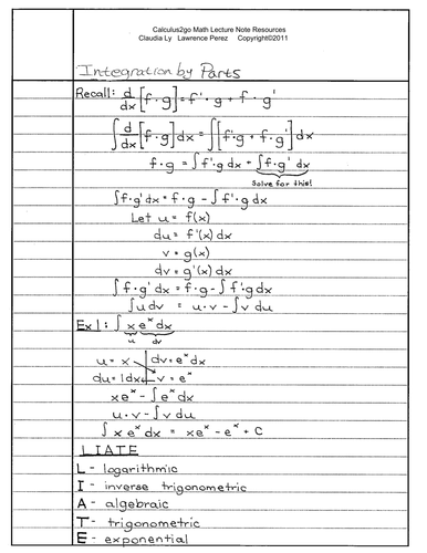Integration by Parts | Teaching Resources