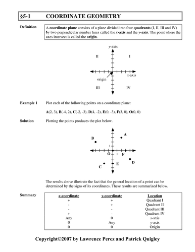 Section 5-1: Coordinate Geometry | Teaching Resources