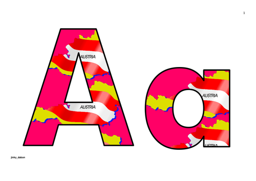 Sets of Alphabet and Numbers on Austrian Flag