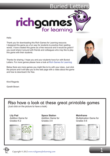 Spelling List Game – Buried Letters