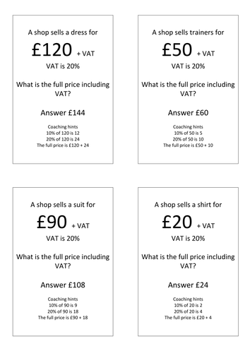 Increase by 20% VAT QQT cards