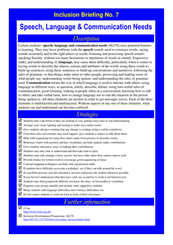 Inclusion Briefing: SLCN