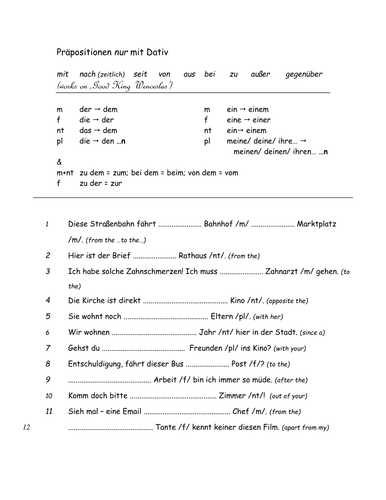 Dative/ Accusative Preps