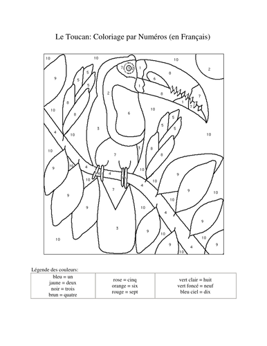 Colour by number French worksheet by anna3636 Teaching Resources Tes