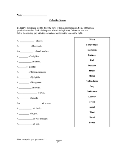 Collective Nouns Teaching Resources