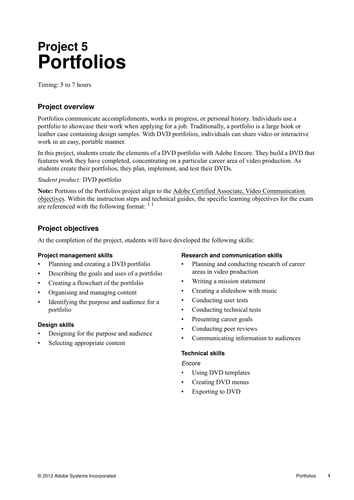 Digital Video CS6: Portfolios
