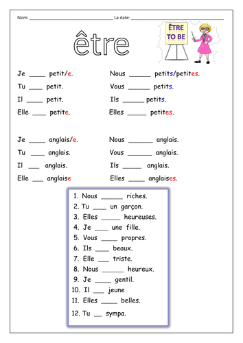 14 FRENCH WORKSHEETS FOR KIDS. VERB ETRE