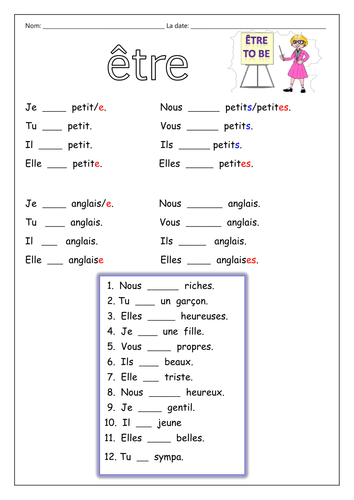 worksheets for verb kids. french etre verbe Tes  Teaching 'être'  by Le Resources  labellaroma