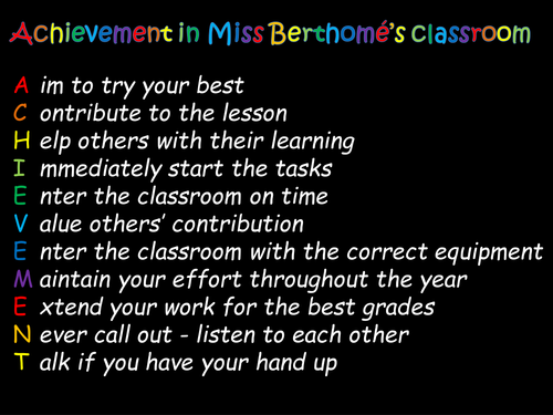 Behaviour management and achievement rules