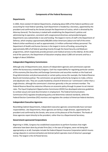 The Federal Bureaucracy