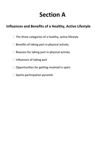 GCSE PE Course Content List