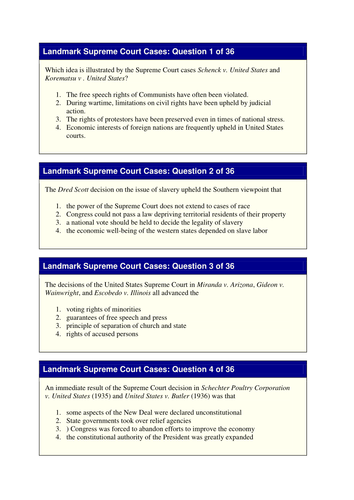 US Supreme Court Landmark Cases and Rulings