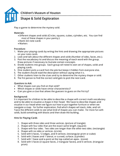 Shape & Solid Exploration