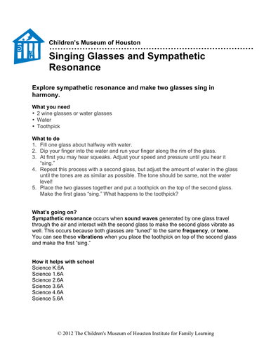 Singing Glasses and Sympathetic Resonance