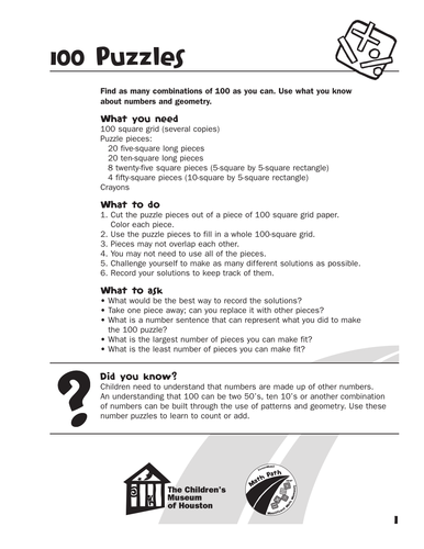 100 puzzles teaching resources