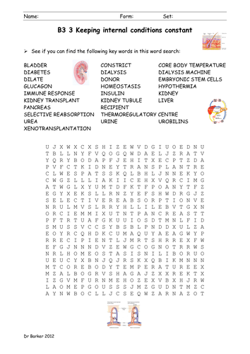 AQA B3 new spec wordsearches