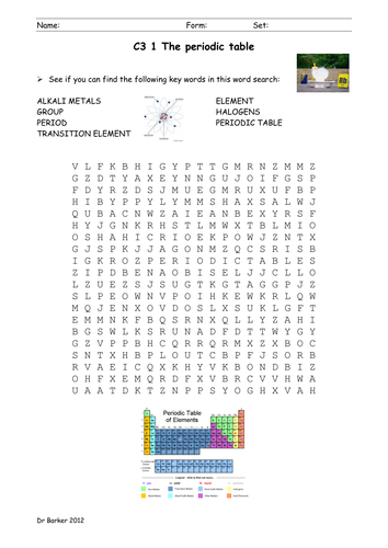 AQA C3 new spec wordsearches