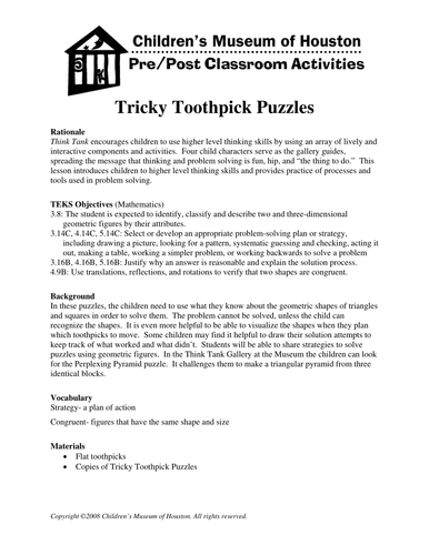 Tricky Toothpick Puzzles