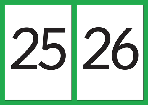 Number Flash Cards - Numbers 21-30 A5