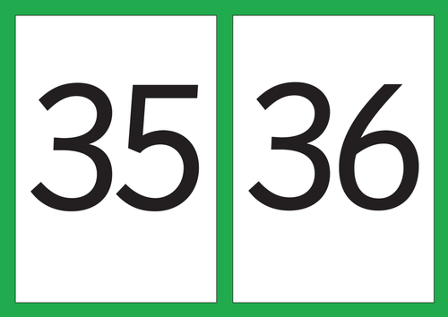 Number Flash Cards - Numbers 31-40 A5