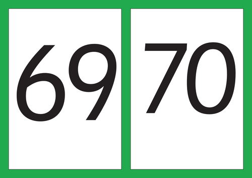 Number Flash Cards - Numbers 61-70 A5