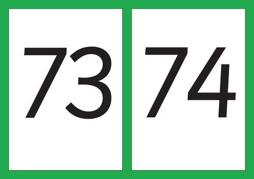 Number Flash Cards - Numbers 71-80 A5