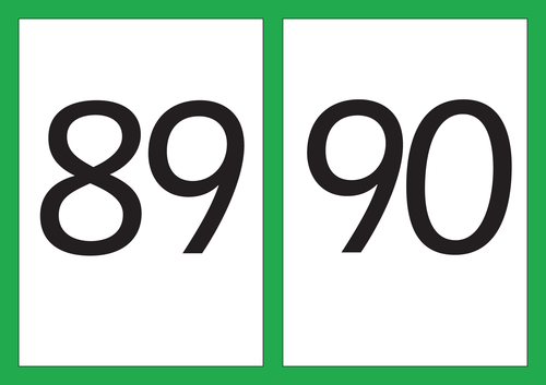 Number Flash Cards - Numbers 81-90 A5