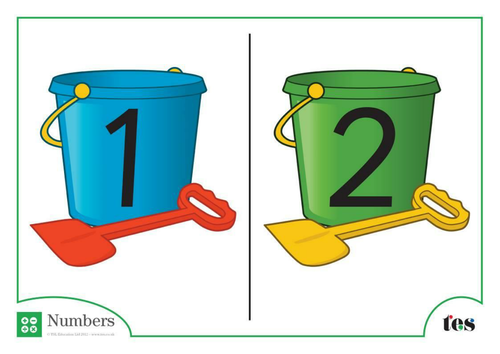Number Cards - Bucket and Spade Theme 1-100