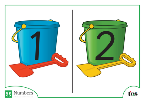 Number Cards - Bucket and Spade Theme 1-10