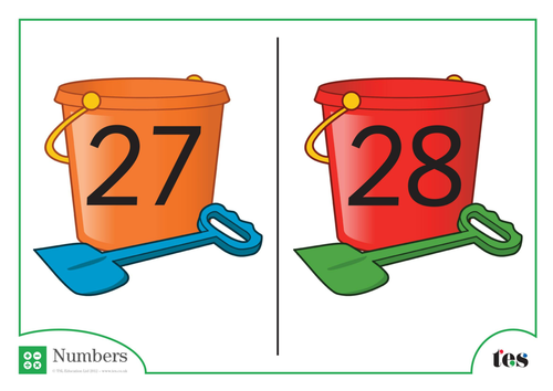 Number Cards - Bucket and Spade Theme 21-30