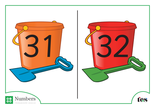 Number Cards - Bucket and Spade Theme 31-40