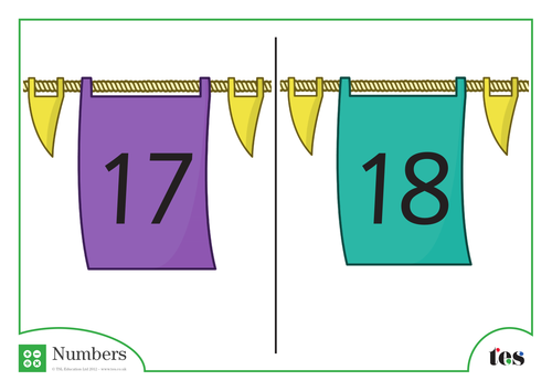 Number Cards – Bunting Theme 11-20