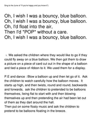 The Blue Balloon year 1 Stories with a familiar setting