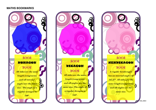 Maths Bookmarks (Regular Polygons)