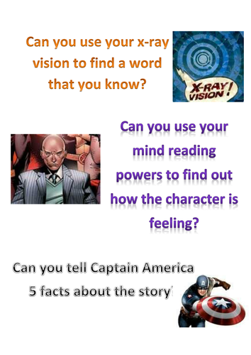 Superhero reading corner questions