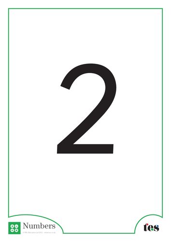 A4 Flash cards –Numbers 1-5