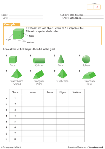 identifying 3d shapes teaching resources