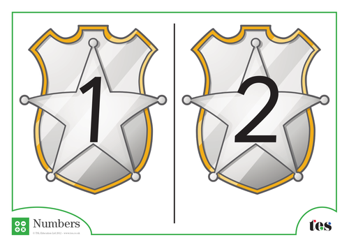 Number Cards - Police Badge Theme 1-100