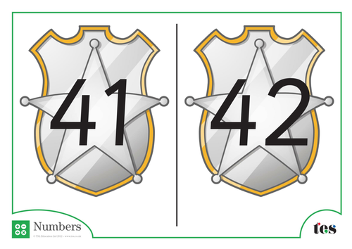 Number Cards – Police Badge Theme 41-50