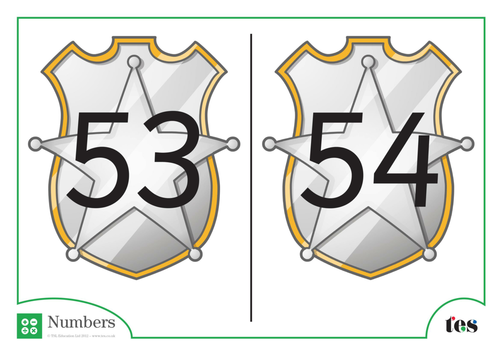 Number Cards – Police Badge Theme 51-60