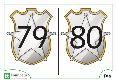 Number Cards – Police Badge Theme 71-80
