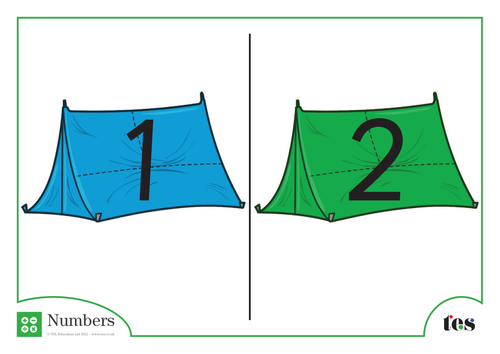 Number Cards - Tents Theme 1-100