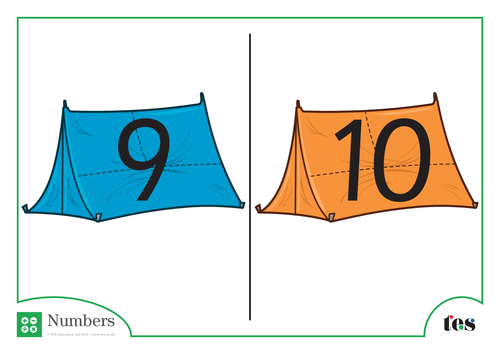Number Cards - Tents Theme 1-10