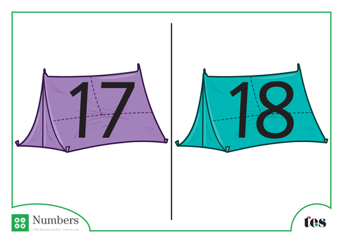 Number Cards - Tents Theme 11-20