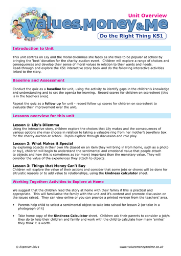 Scheme Overview: Values, Money and Me