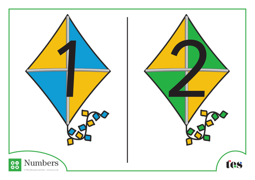 Number Cards - Kites Theme 1-100