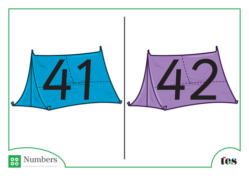 Number Cards - Tents Theme 41-50