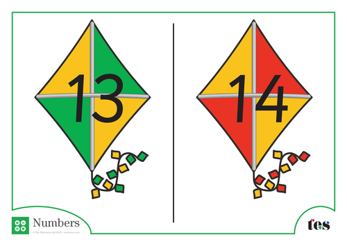 Number Cards – Kites Theme 11-20