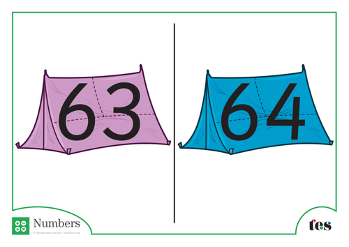 Number Cards - Tents Theme 61-70