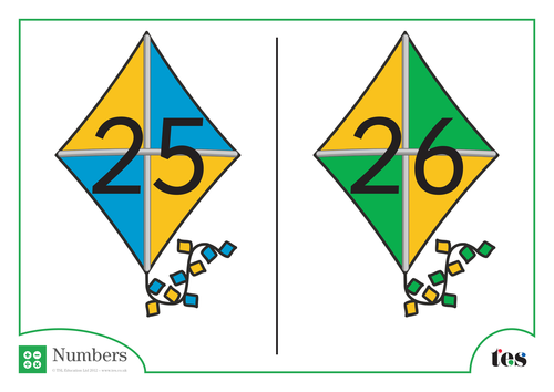Number Cards – Kites Theme 21-30